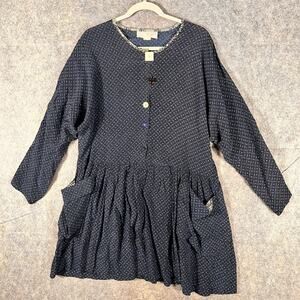 Vintage 1980’s JANICE MCCARTY Blue Dress Size Medium Made USA